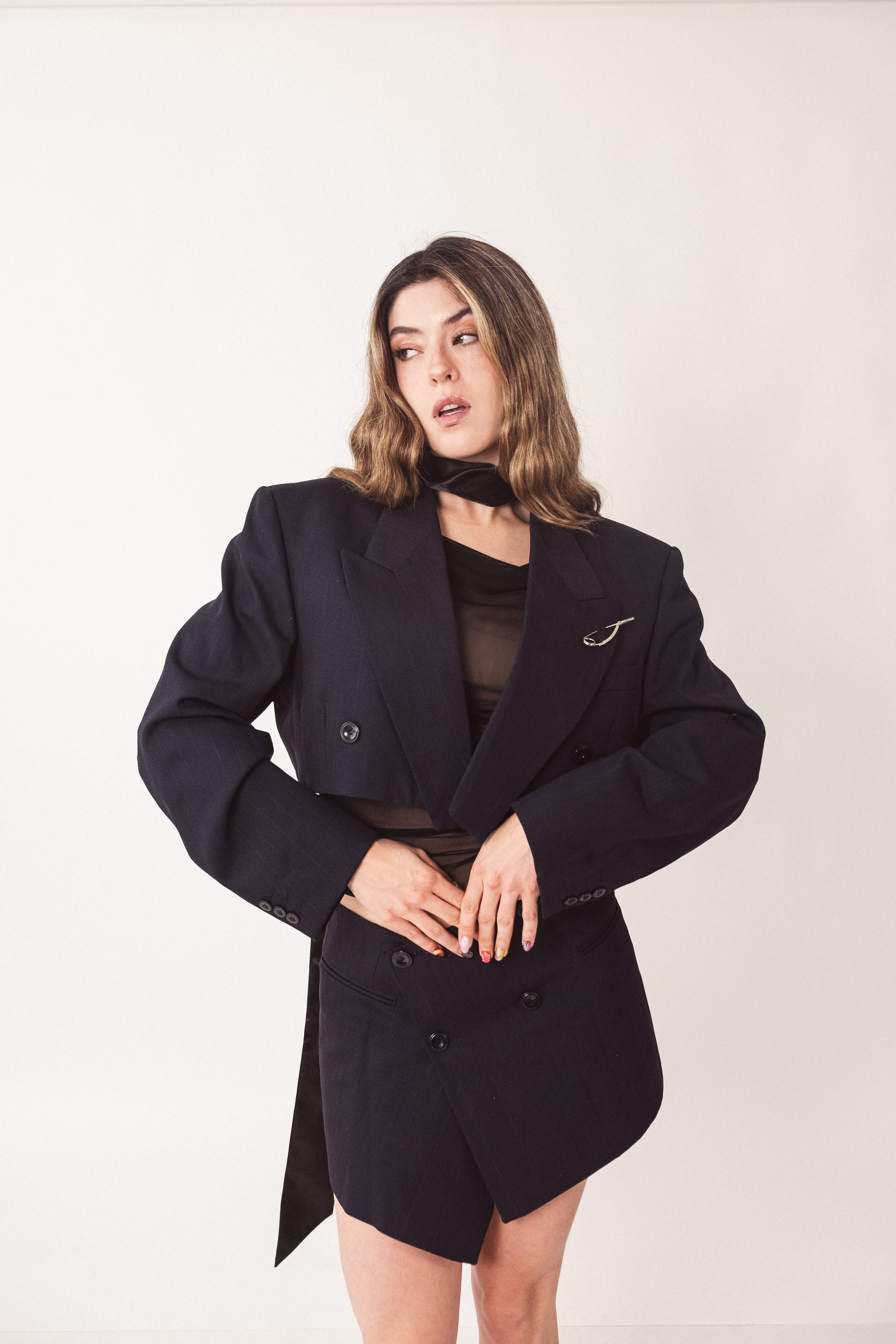 Conjunto Azul Mini Falda x Blazer cropped