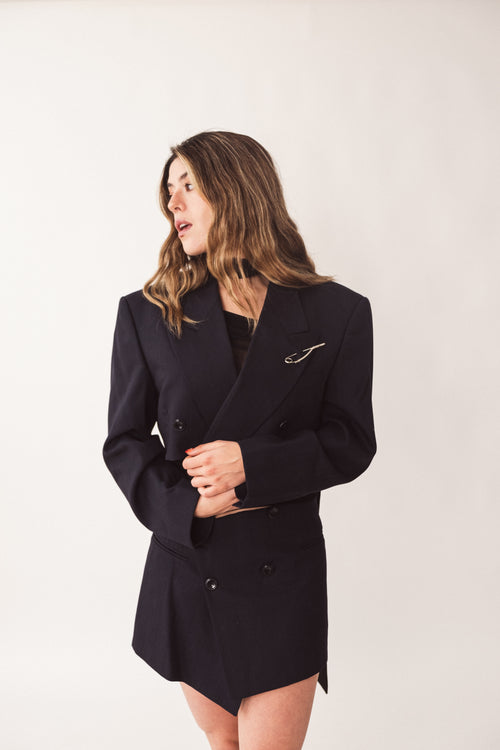 Conjunto Azul Mini Falda x Blazer cropped