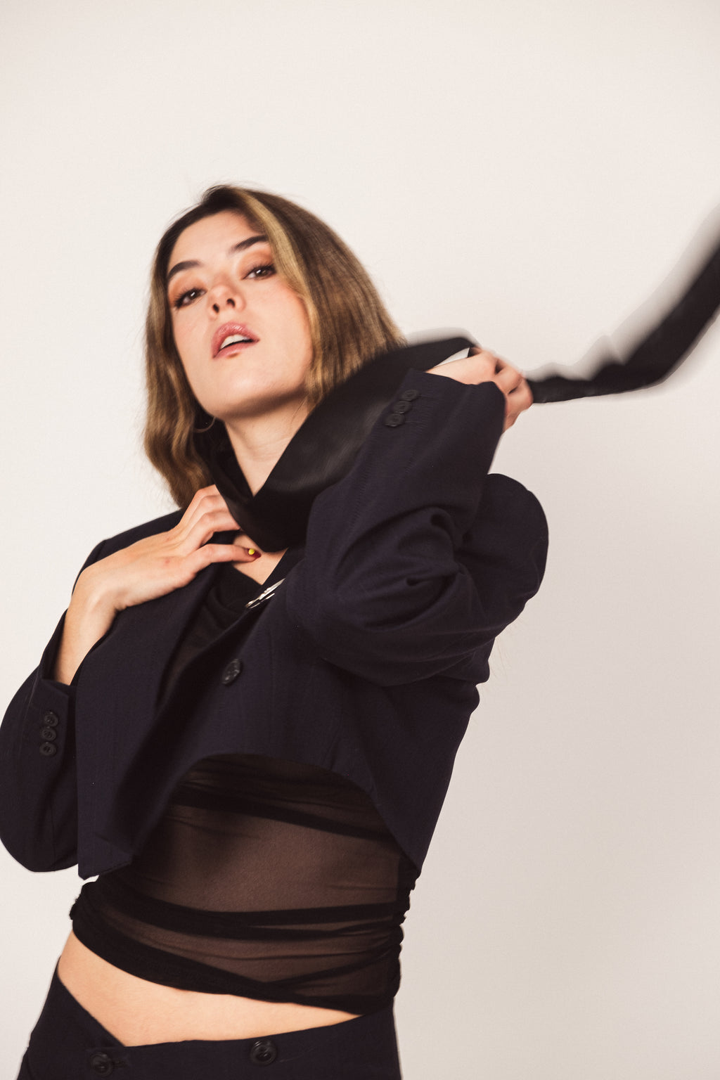 Conjunto Azul Mini Falda x Blazer cropped